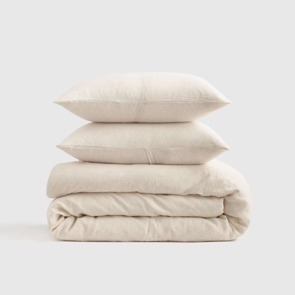 NWOT Quince European Linen Twin Duvet Cover Set with Single Sham